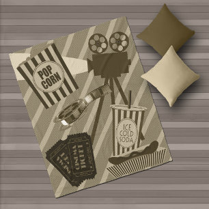 Movie Theater Props Vintage Design Fleece Blanket