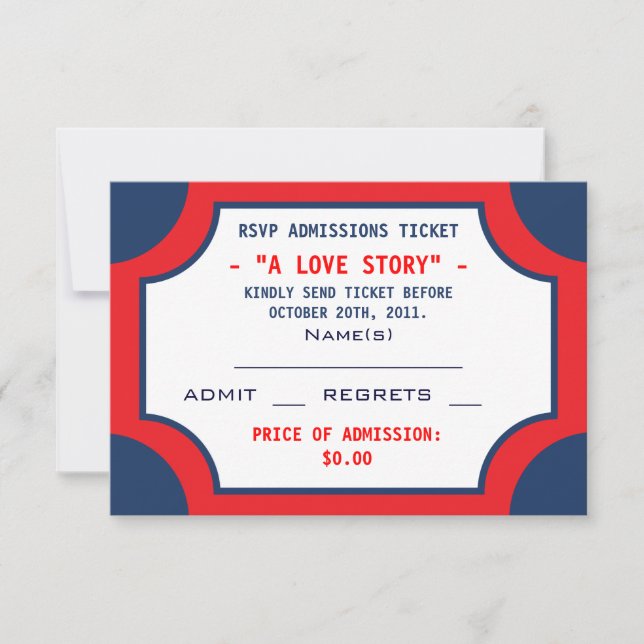 Movie Theater RSVP Admissions Tickets Card (Front)