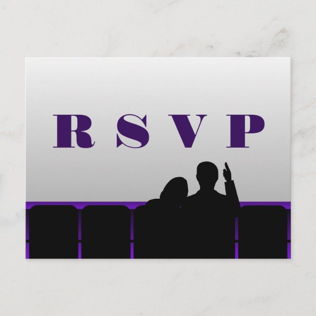 Movie Theater RSVP Postcard, Purple Invitation Postcard (Front)