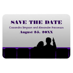 Movie Theater Save the Date Magnet, Purple Magnet