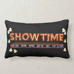 Movie Theater Showtime Pillow- red and gold Lumbar Pillow