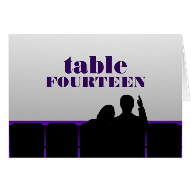 Movie Theater Table Card, Purple (Front Horizontal)
