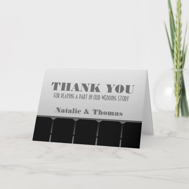 Movie Theater Thank You Card, Gray (Front)