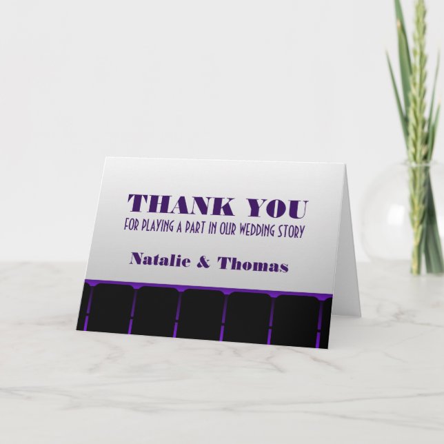 Movie Theater Thank You Card, Purple (Front)