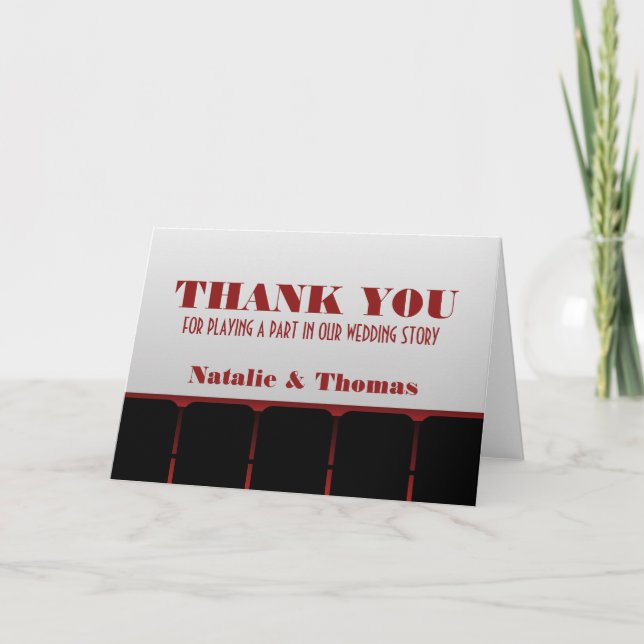 Movie Theater Thank You Card, Red (Front)