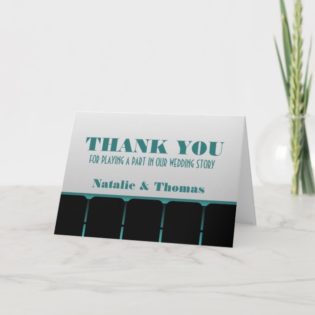 Movie Theater Thank You Card, Teal (Front)