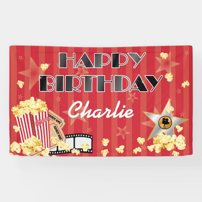 Movie Theater Theme Birthday Banner (Horizontal)