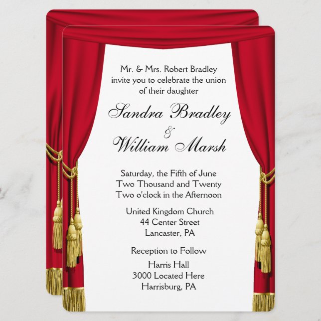 Movie  / Theater Theme Wedding Invitation (Front/Back)