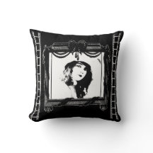 Movie Theater Throw Pillow in Black and White