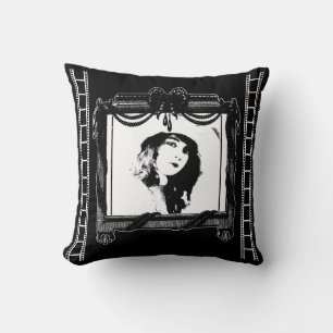 Movie Theater Throw Pillow in Black and White