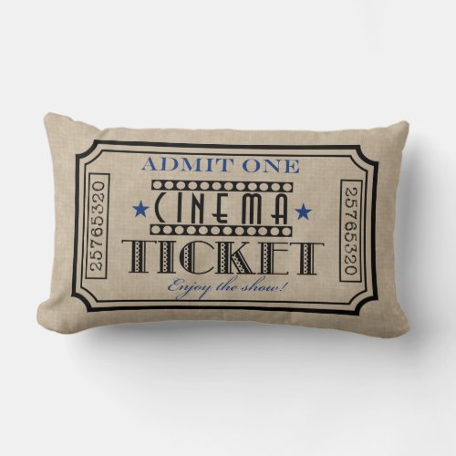 Movie Theater Ticket Pillow_ blue accent Lumbar Pillow