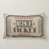 Movie Theater Ticket Pillow- red accent