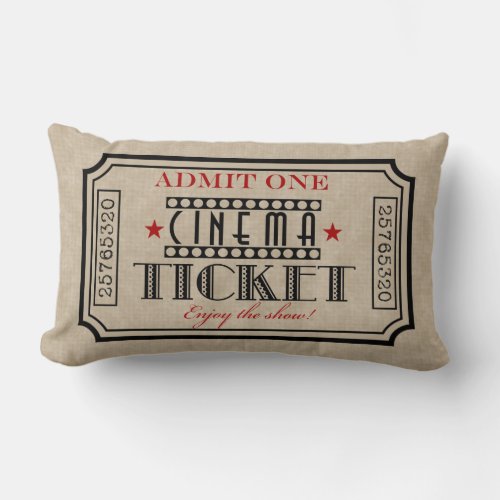 Movie Theater Ticket Pillow_ red accent Lumbar Pillow