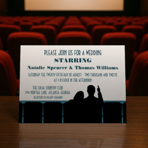 Movie Theater Wedding Invite, Blue Invitation