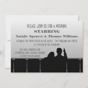 Movie Theater Wedding Invite, Gray Invitation
