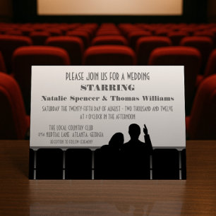 Movie Theater Wedding Invite, Gray Invitation
