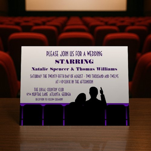 Movie Theater Wedding Invite, Purple