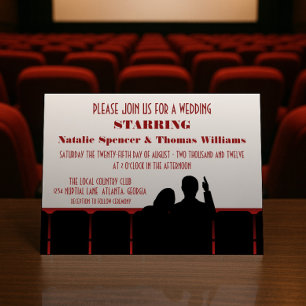 Movie Theater Wedding Invite, Red Invitation