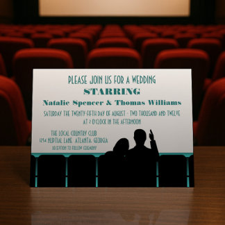 Movie Theater Wedding Invite, Teal Invitation