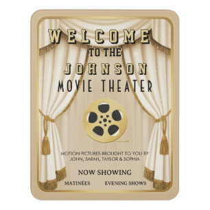 Movie Theatre Custom Name Home Cinema Cream Door Sign