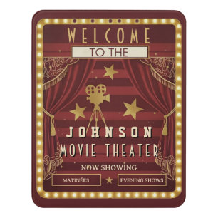 Movie Theatre Custom Name Home Cinema Door Sign
