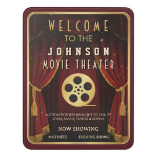 Movie Theatre Custom Name Home Cinema Door Sign