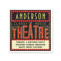 Movie Theatre Marquee Cinema Birthday Party | Name Napkins