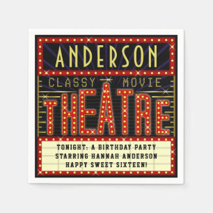 Movie Theatre Marquee Cinema Birthday Party Name Napkins