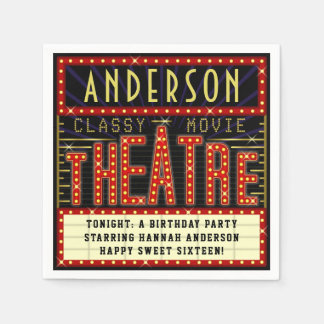 Movie Theatre Marquee Cinema Birthday Party | Name Napkins