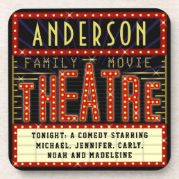 Movie Theatre Marquee Home Cinema | Custom Name Coaster