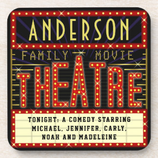 Movie Theatre Marquee Home Cinema | Custom Name Coaster