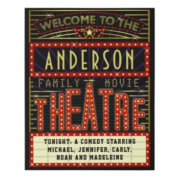 Movie Theatre Marquee Home Cinema | Custom Name Faux Canvas Print by FancyCelebration at Zazzle
