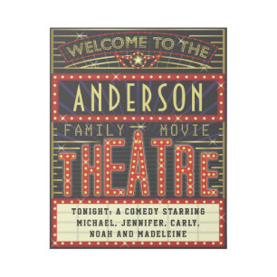 Movie Theatre Marquee Home Cinema Custom Name Gallery Wrap