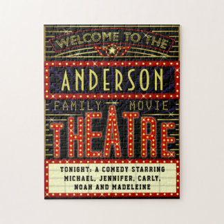 Movie Theatre Marquee Home Cinema | Custom Name Jigsaw Puzzle