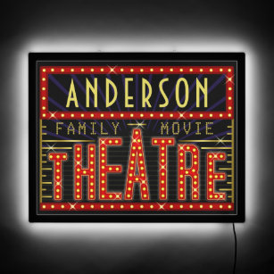 Movie Theatre Marquee Home Cinema Custom Name LED Sign