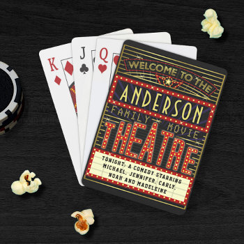 Movie Theatre Marquee Home Cinema | Custom Name Playing Cards by FancyCelebration at Zazzle