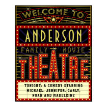 Movie Theatre Marquee Home Cinema | Custom Name Poster