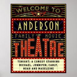 Movie Theatre Marquee Home Cinema | Custom Name Poster