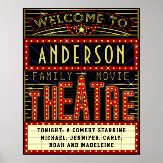 Movie Theatre Marquee Home Cinema | Custom Name Poster