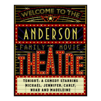 Movie Theatre Marquee Home Cinema | Custom Name Poster