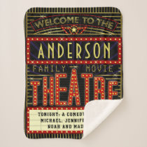 Movie Theatre Marquee Home Cinema | Custom Name Sherpa Blanket