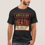 Movie Theatre Marquee Home Cinema | Custom Name T-Shirt<br><div class="desc">Enjoy family movie night in style with this original theatre / theater t-shirt. Made to look like a retro cinema marquee with faux lights and lots of sparkle, this personalized design is the perfect ritzy accessory for any movie buff. The main color scheme is red, gold and black. All text...</div>