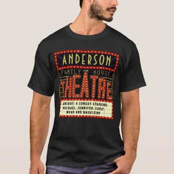 Movie Theatre Marquee Home Cinema | Custom Name T-shirt by FancyCelebration at Zazzle