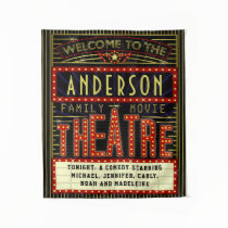 Movie Theatre Marquee Home Cinema | Custom Name Tapestry