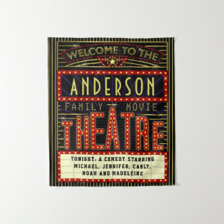Movie Theatre Marquee Home Cinema | Custom Name Tapestry