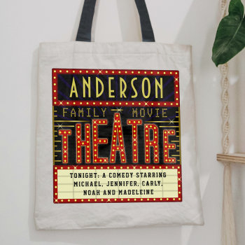 Movie Theatre Marquee Home Cinema | Custom Name Tote Bag by FancyCelebration at Zazzle