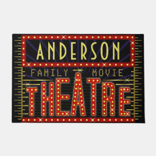Movie Theatre Marquee Home Cinema   Custom Name V2 Doormat