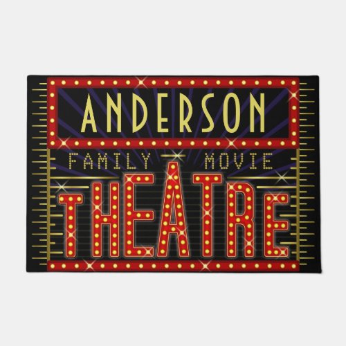 Movie Theatre Marquee Home Cinema  Custom Name V2 Doormat