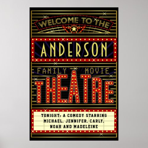 Movie Theatre Marquee Home Cinema  Name 20 x 30 Poster
