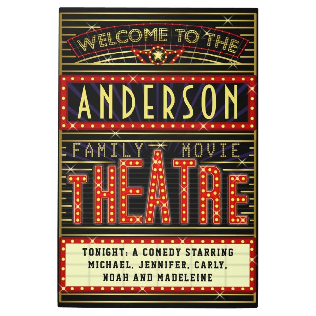 Movie Theatre Marquee Home Cinema | Name 24 x 36 Metal Print (Front)
